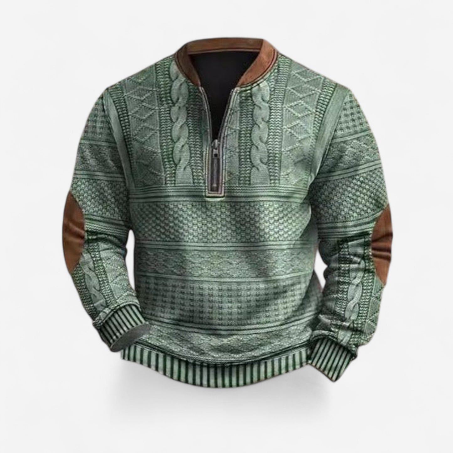 Andrei - Sweat zippé géométrique au style rétro et décontracté