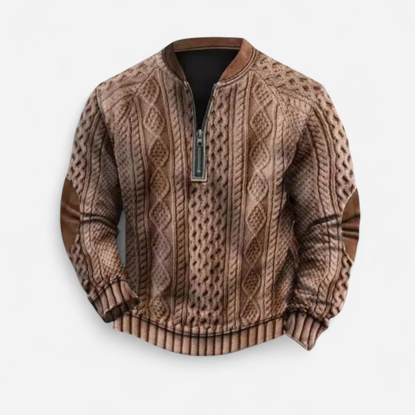 Andrei - Sweat zippé géométrique au style rétro et décontracté