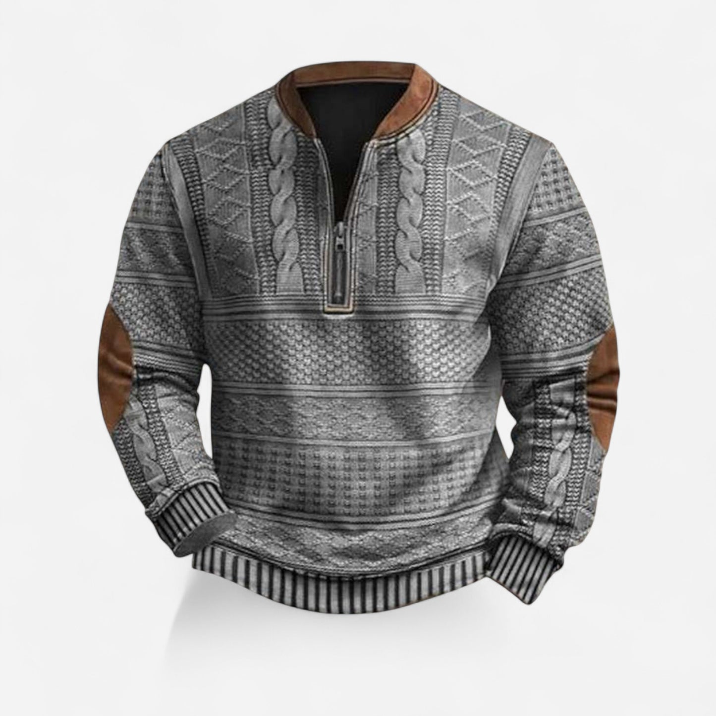 Andrei - Sweat zippé géométrique au style rétro et décontracté