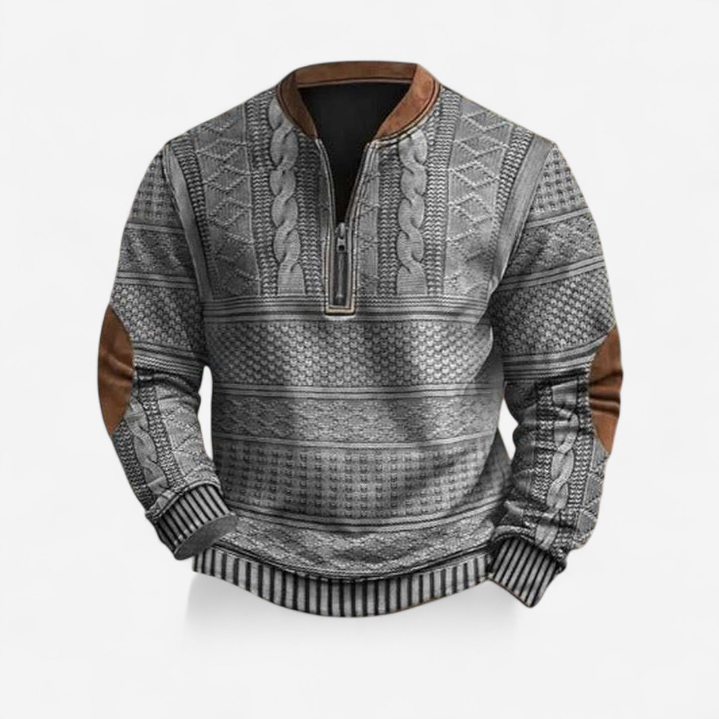 Andrei - Sweat zippé géométrique au style rétro et décontracté