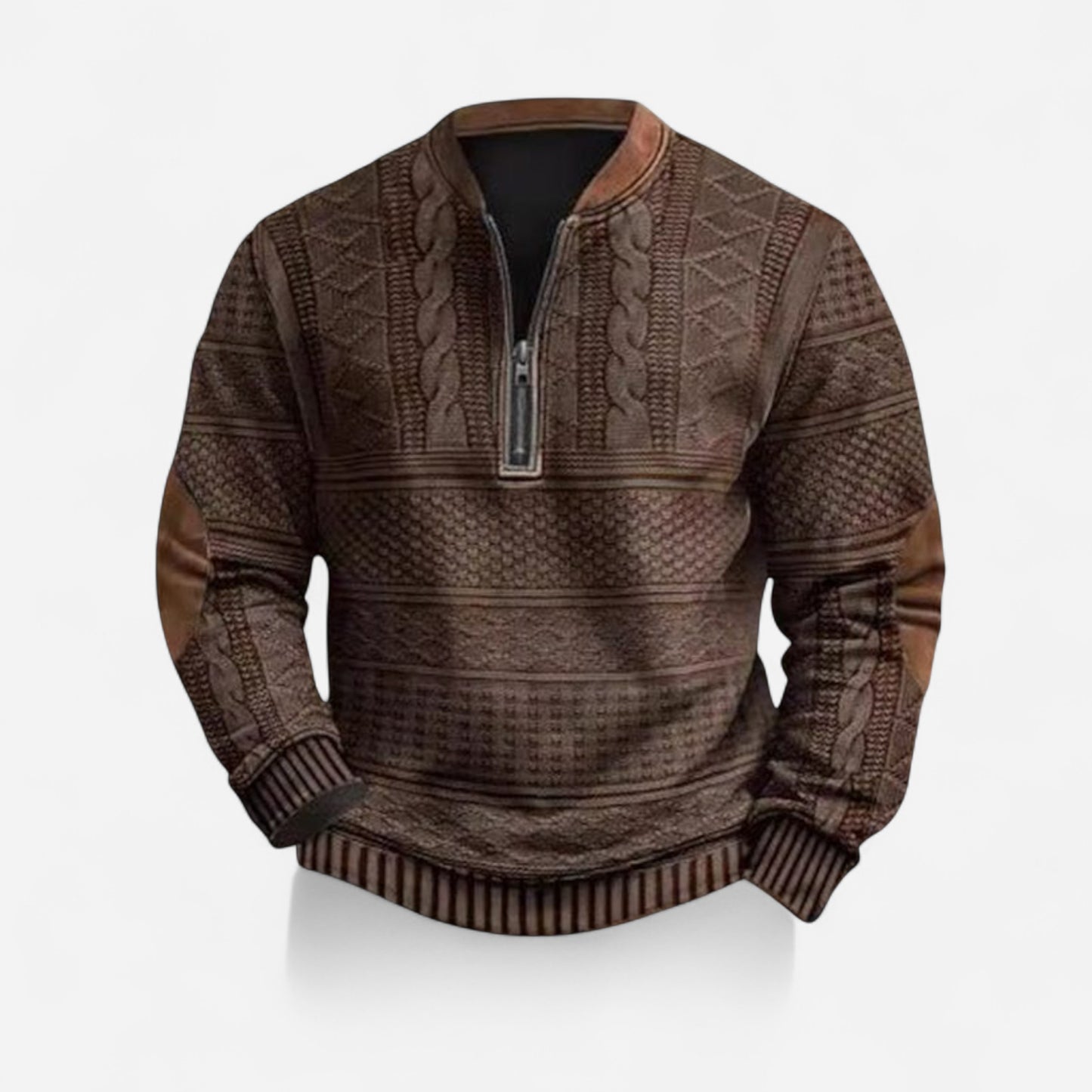 Andrei - Sweat zippé géométrique au style rétro et décontracté