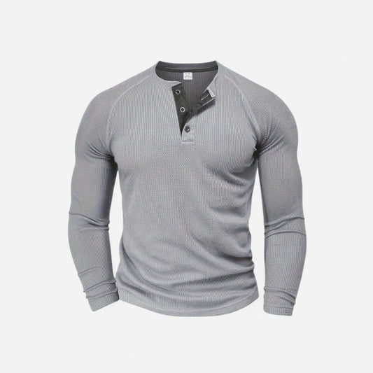 Québec Élégance Men Shirt Mason - Chemise décontractée à manches longues côtelées