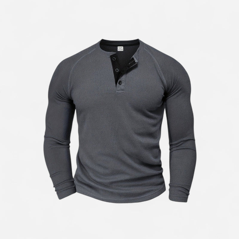 Québec Élégance Men Shirt Mason - Chemise décontractée à manches longues côtelées