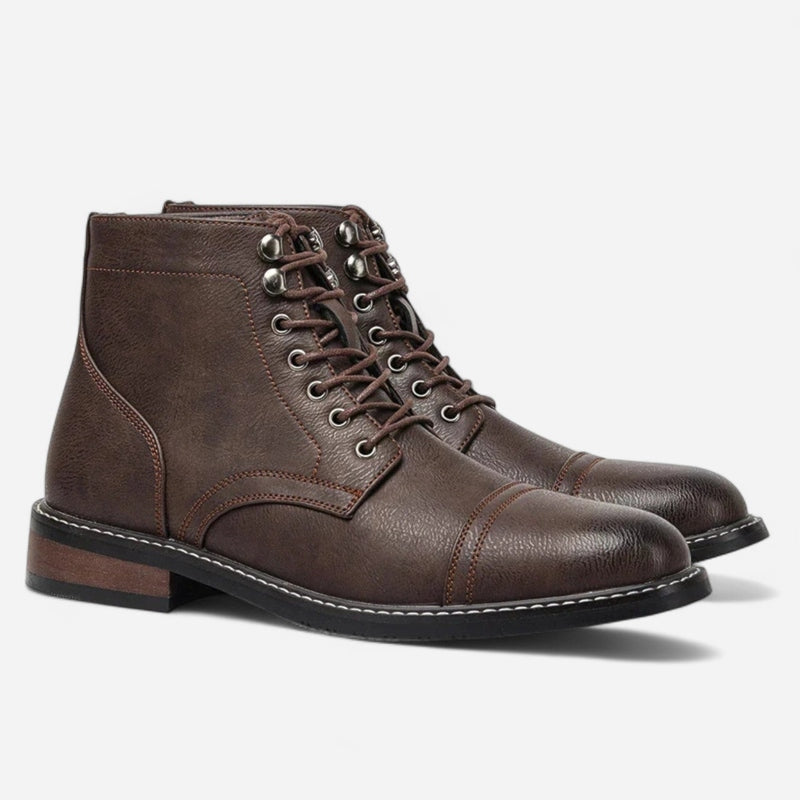 Québec Élégance Men's Shoes > Boots Keith - Bottines Derby Vintage en Cuir Élégantes et Confortables