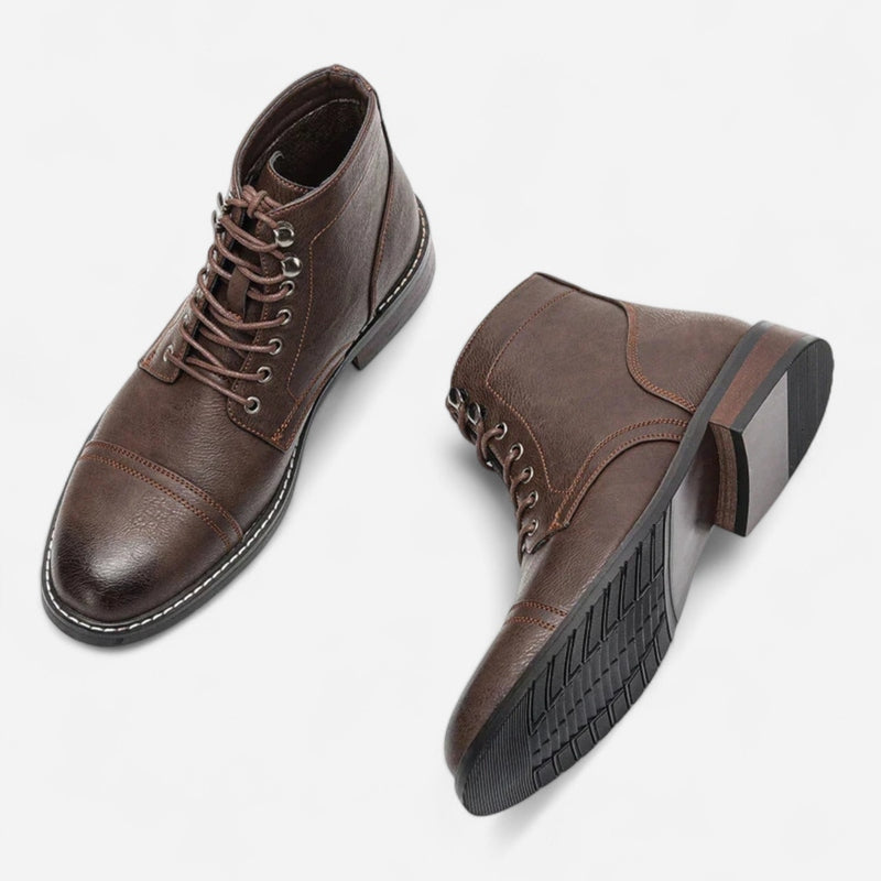Québec Élégance Men's Shoes > Boots Keith - Bottines Derby Vintage en Cuir Élégantes et Confortables