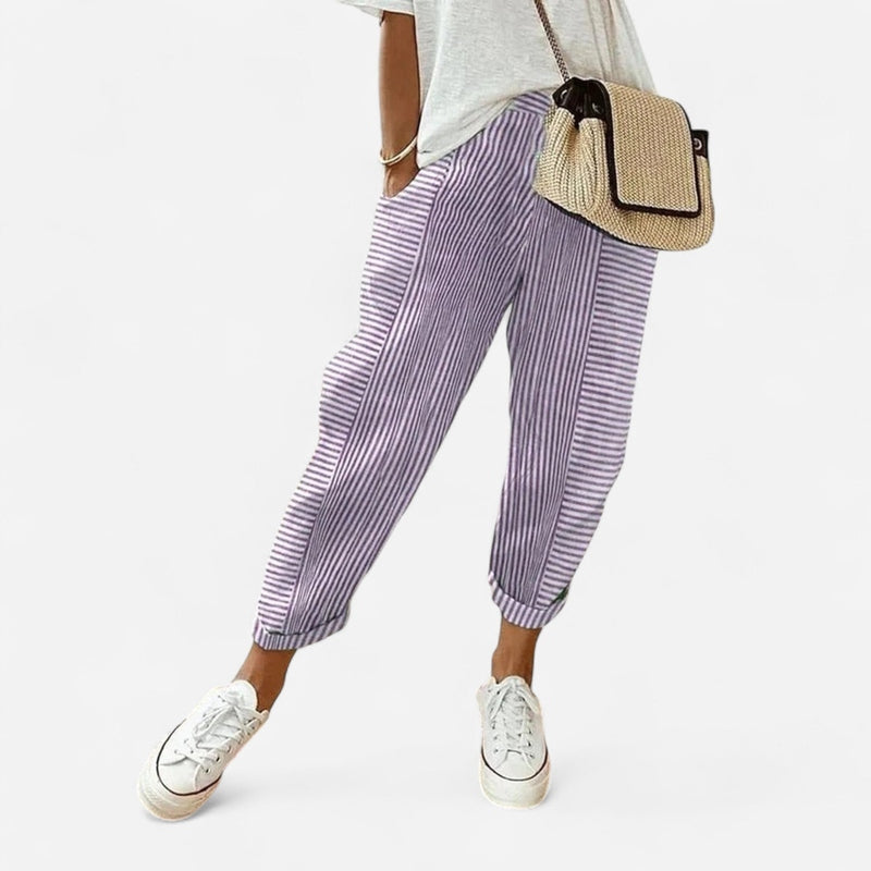 Québec Élégance Pants Lore - Pantalon Rayé Élégant et Confortable pour Femme