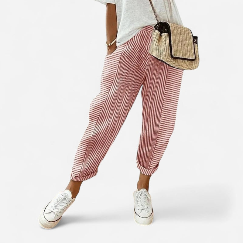 Québec Élégance Pants Lore - Pantalon Rayé Élégant et Confortable pour Femme
