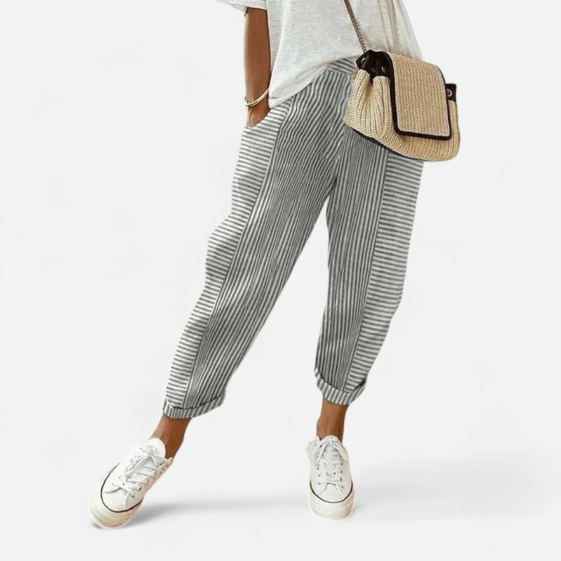 Québec Élégance Pants Lore - Pantalon Rayé Élégant et Confortable pour Femme