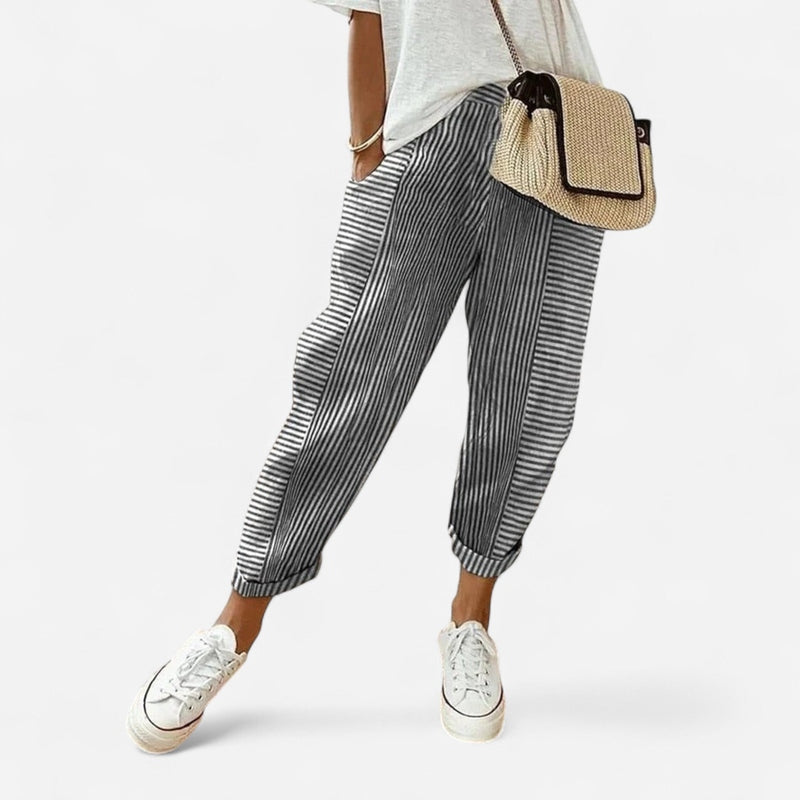 Québec Élégance Pants Lore - Pantalon Rayé Élégant et Confortable pour Femme