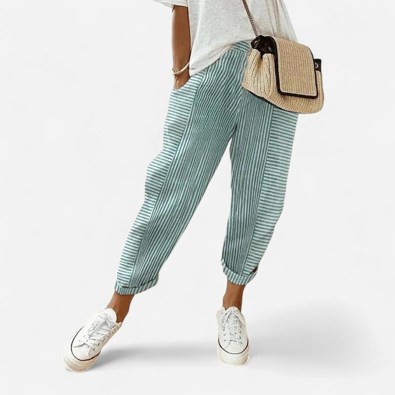 Québec Élégance Pants Lore - Pantalon Rayé Élégant et Confortable pour Femme