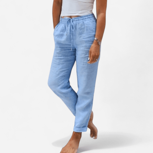 Québec Élégance Pants Monica - Pantalons Élégants en Coton et Lin, Confort Optimal