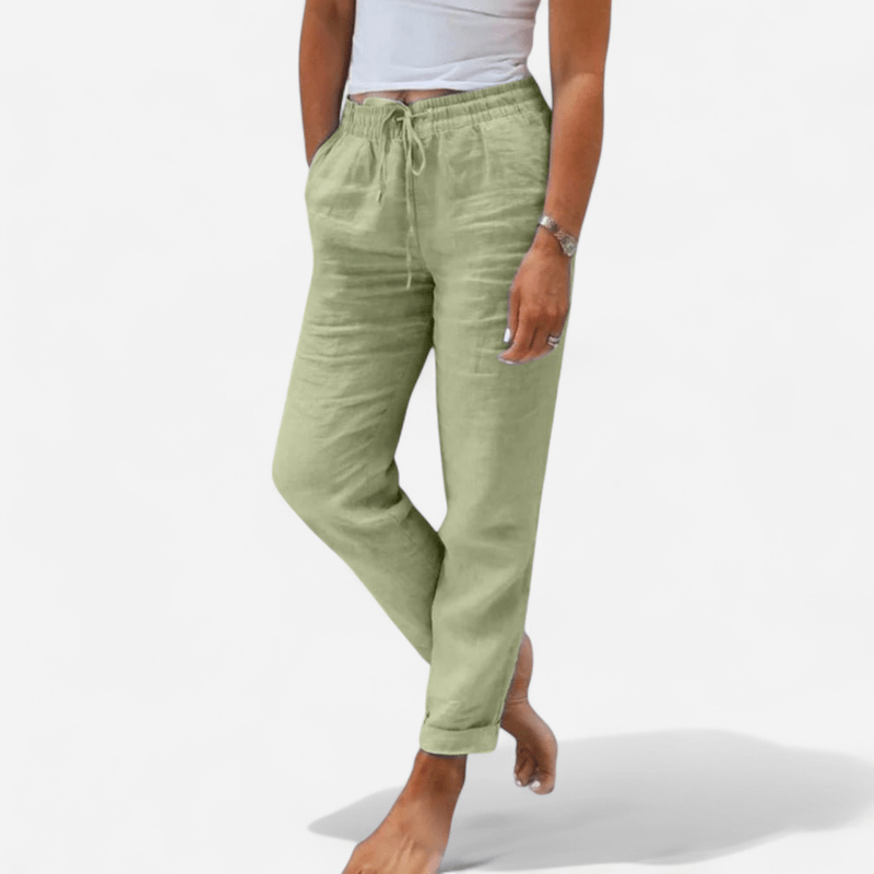 Québec Élégance Pants Monica - Pantalons Élégants en Coton et Lin, Confort Optimal