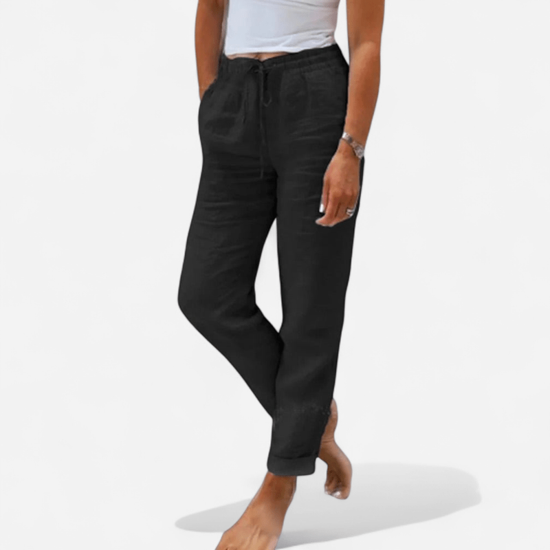 Québec Élégance Pants Monica - Pantalons Élégants en Coton et Lin, Confort Optimal