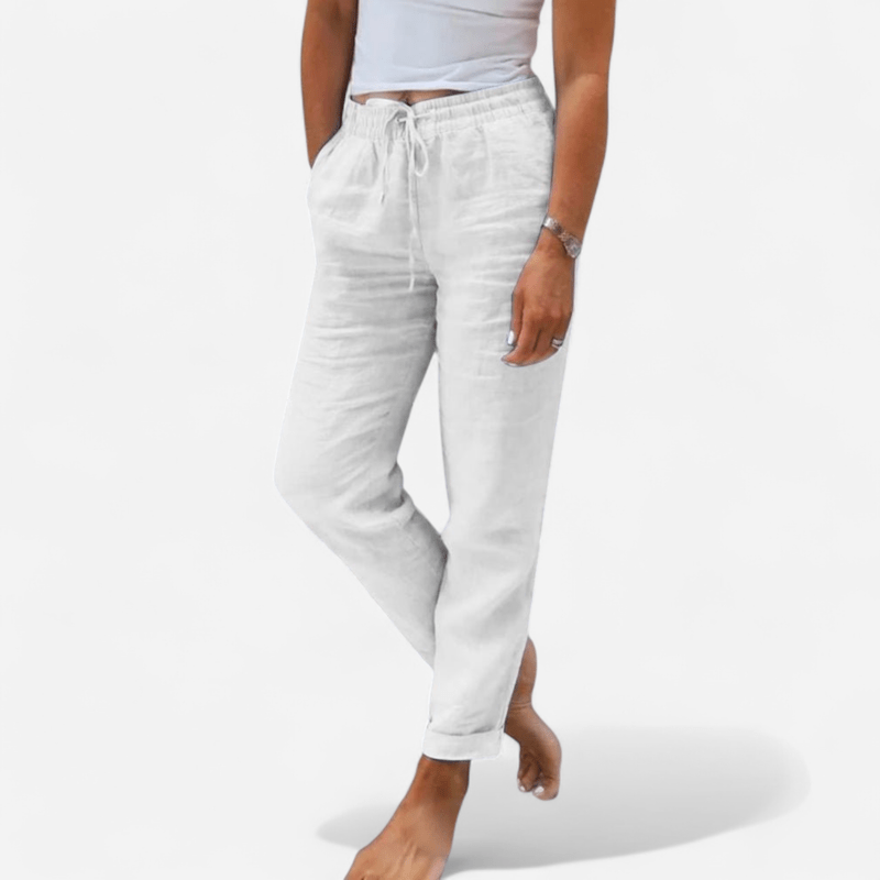 Québec Élégance Pants Monica - Pantalons Élégants en Coton et Lin, Confort Optimal