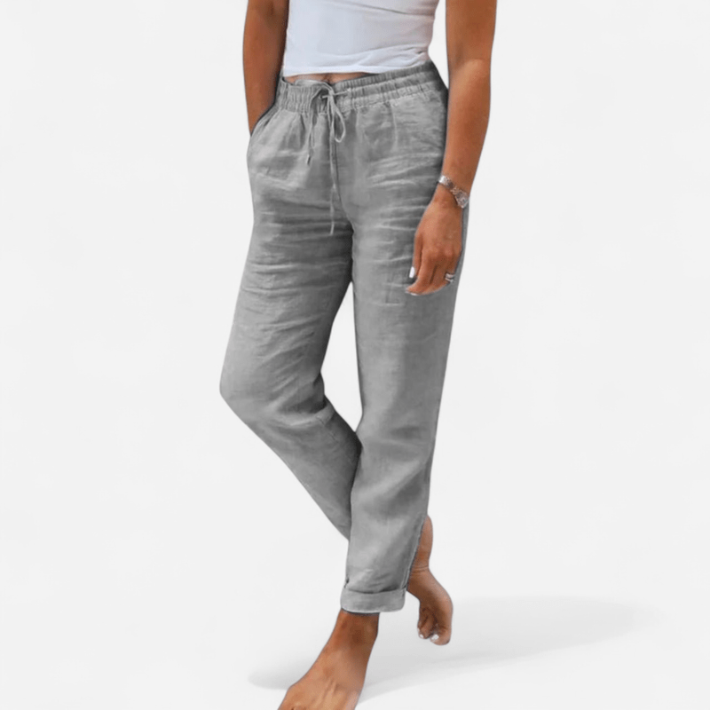 Québec Élégance Pants Monica - Pantalons Élégants en Coton et Lin, Confort Optimal