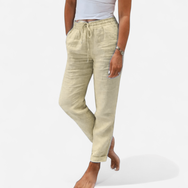 Québec Élégance Pants Monica - Pantalons Élégants en Coton et Lin, Confort Optimal