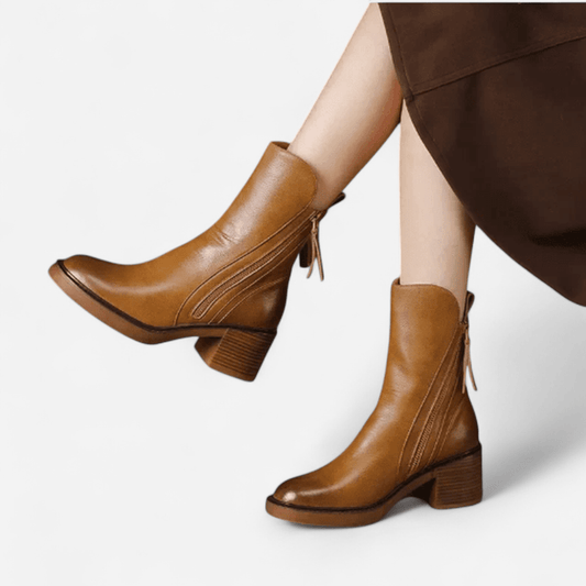 Québec Élégance Shoes Grazia - Bottes en cuir à la cheville alliant confort et style