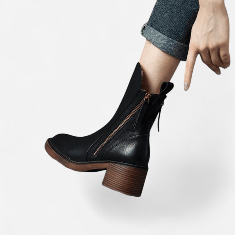 Québec Élégance Shoes Grazia - Bottes en cuir à la cheville alliant confort et style