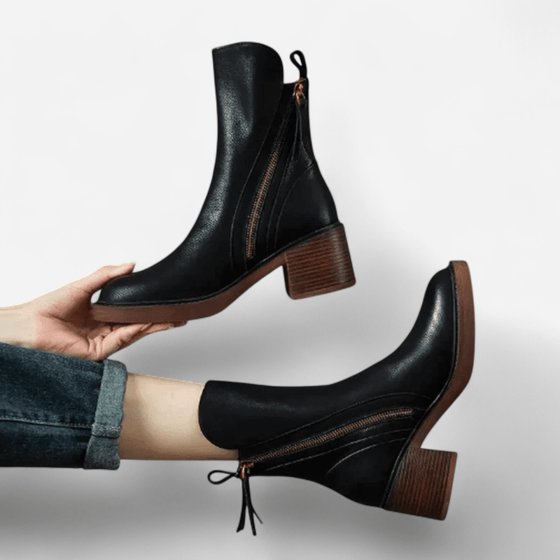Québec Élégance Shoes Grazia - Bottes en cuir à la cheville alliant confort et style