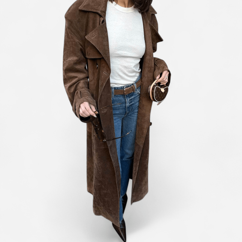 Québec Élégance Solana - Élégant trench-coat en cuir pour toutes occasions