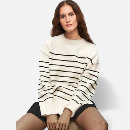 Québec Élégance Sweater Louisa - Pull rayé couture confortable pour un style urbain