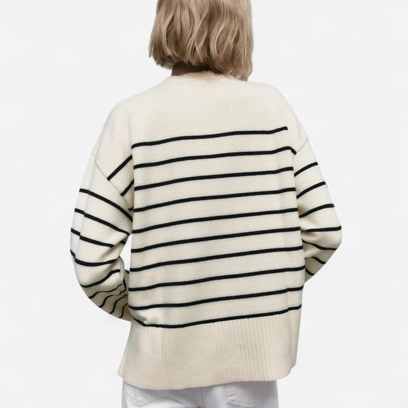 Québec Élégance Sweater Louisa - Pull rayé couture confortable pour un style urbain