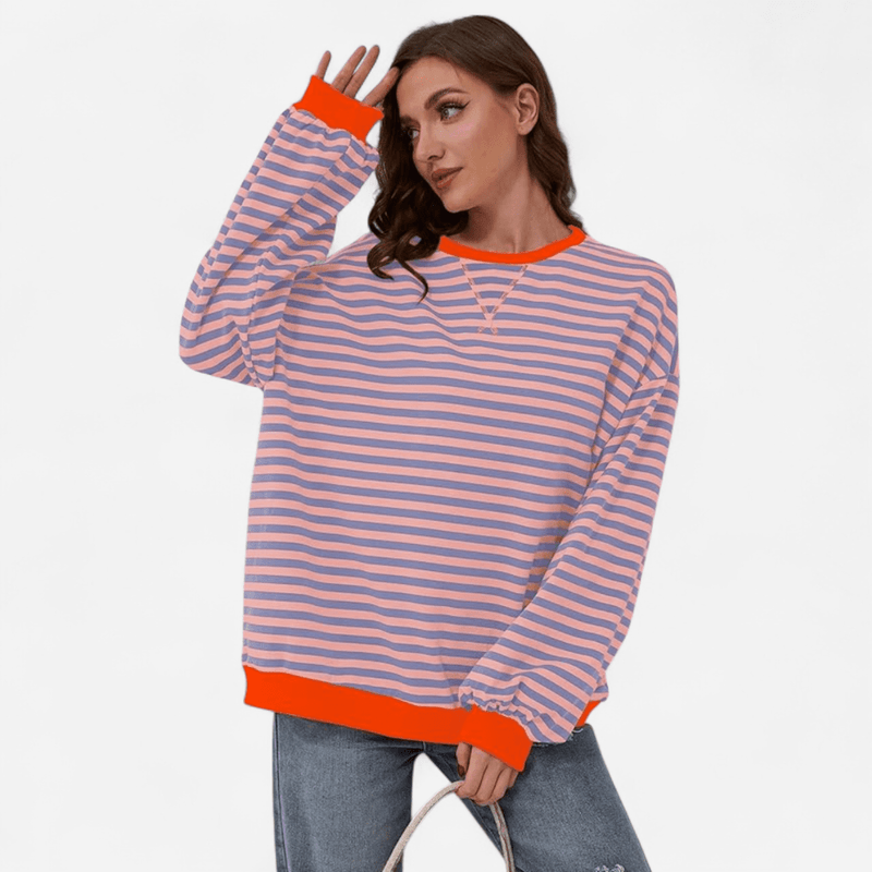 Québec Élégance Sweater Lucy - Pull rayé oversize alliant confort et style