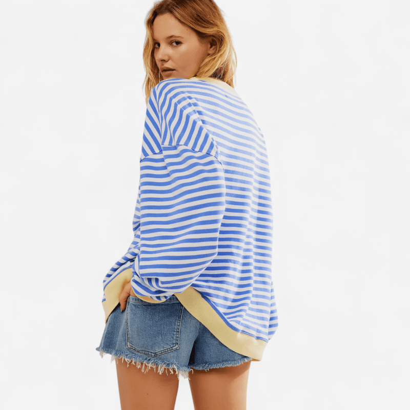 Québec Élégance Sweater Lucy - Pull rayé oversize alliant confort et style