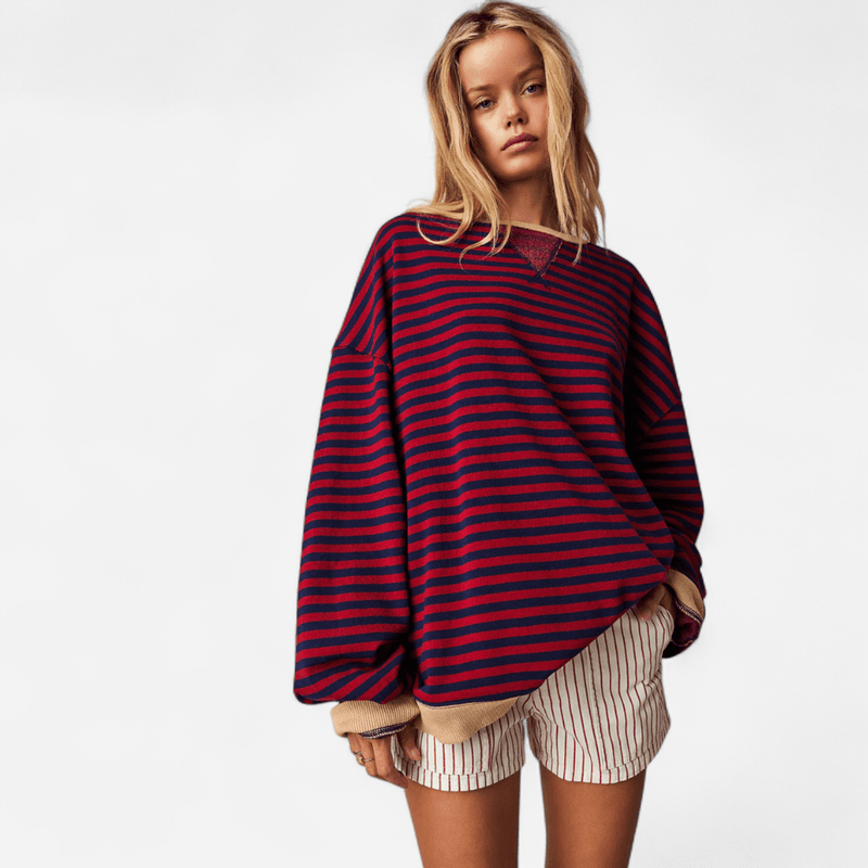 Québec Élégance Sweater Lucy - Pull rayé oversize alliant confort et style