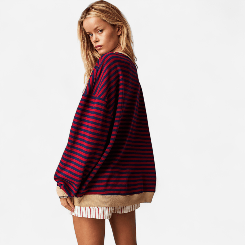 Québec Élégance Sweater Lucy - Pull rayé oversize alliant confort et style