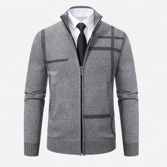 Québec Élégance Sweater Pat - Pull entièrement zippé en polyester pour homme