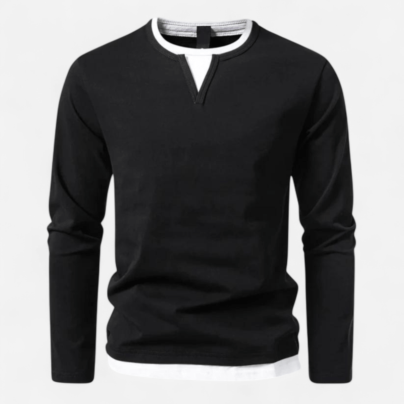 Québec Élégance Sweater Ryan - Pull minimaliste à col en V en coton premium