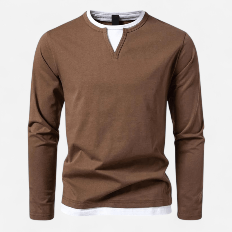 Québec Élégance Sweater Ryan - Pull minimaliste à col en V en coton premium