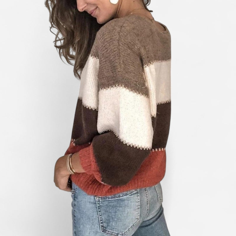 Québec Élégance Sweater Sabrina - Pull rayé confortable en laine douce pour femmes