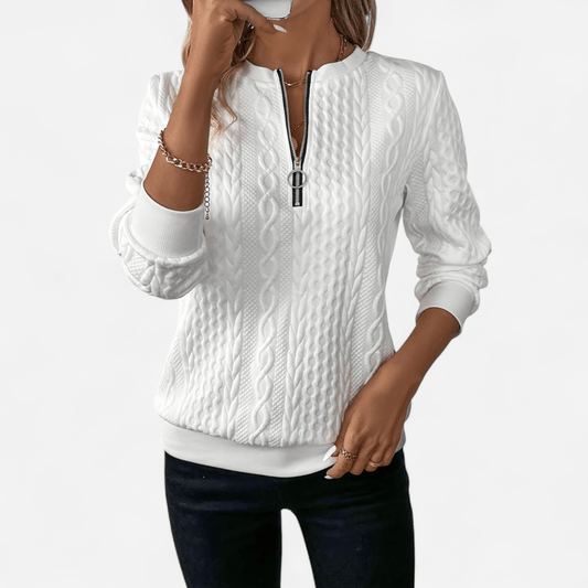Québec Élégance Sweater Sara - Pull en maille élégant et stylé avec fermeture éclair