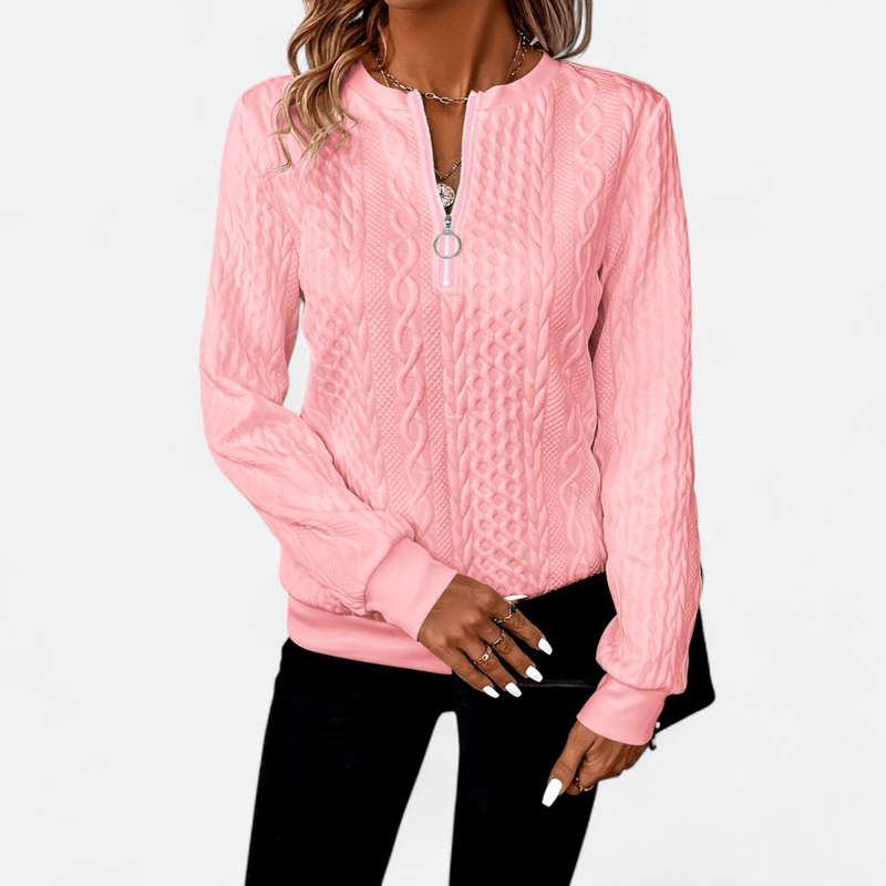 Québec Élégance Sweater Sara - Pull en maille élégant et stylé avec fermeture éclair