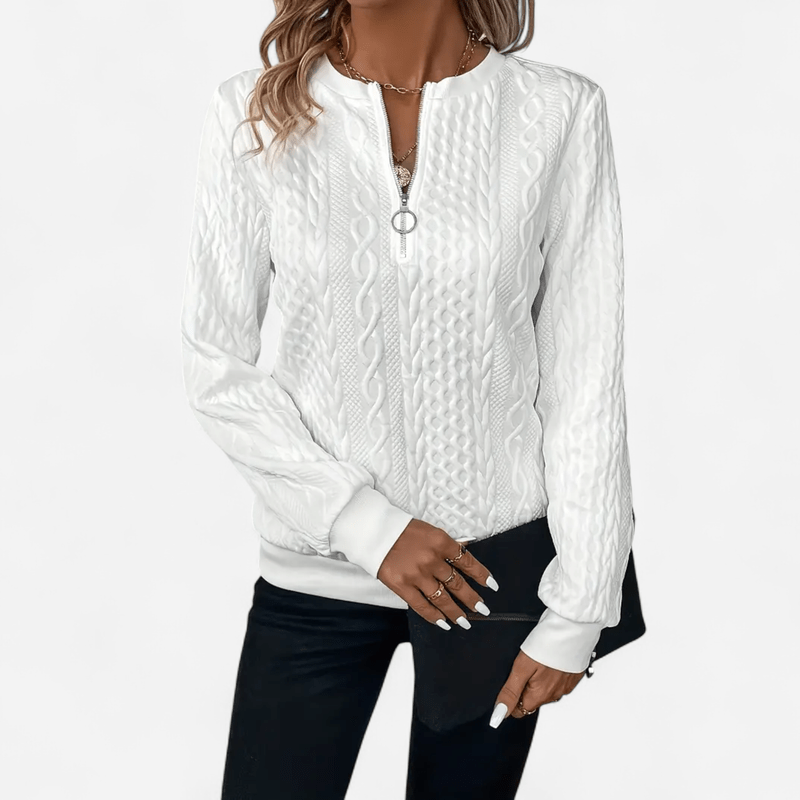 Québec Élégance Sweater Sara - Pull en maille élégant et stylé avec fermeture éclair
