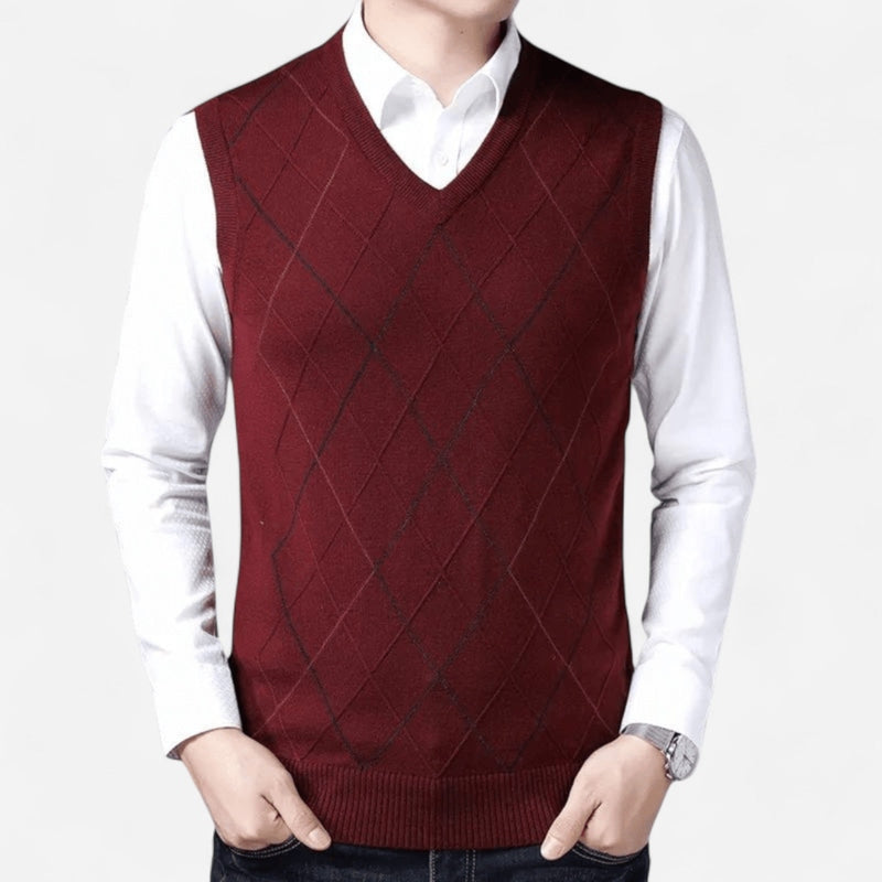 Québec Élégance Sweater Vests Jude - Élégant gilet en tricot avec motif diagonal