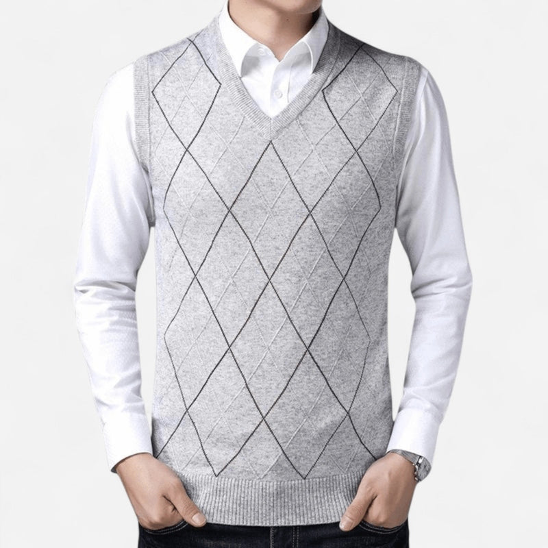 Québec Élégance Sweater Vests Jude - Élégant gilet en tricot avec motif diagonal