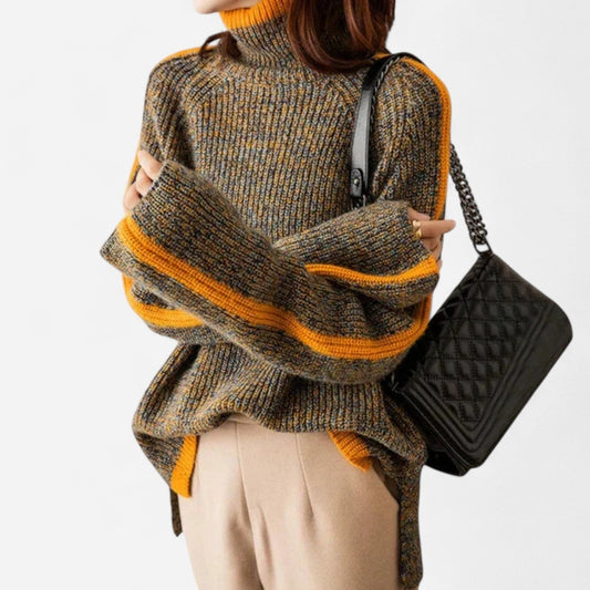 Québec Élégance Sweaters Etta - Pull en cachemire doux et chaud avec bandes colorées