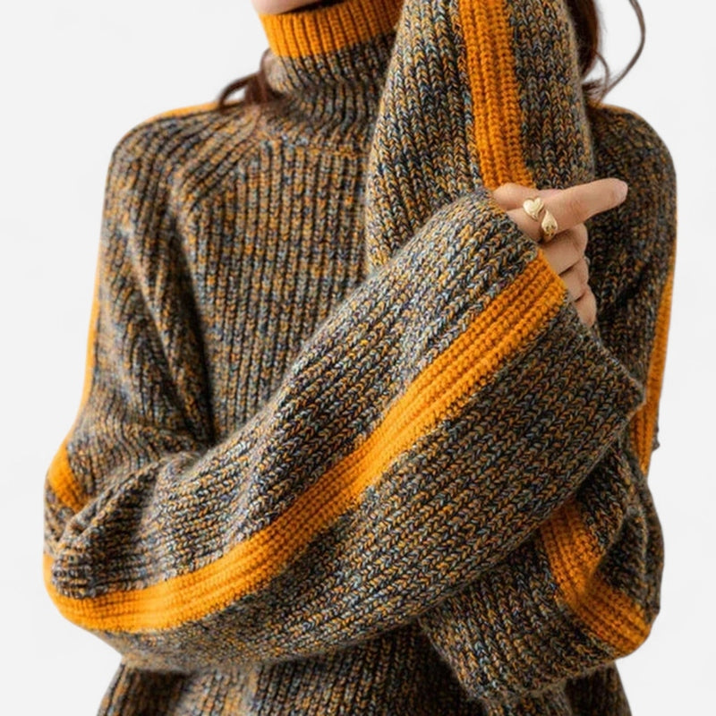 Québec Élégance Sweaters Etta - Pull en cachemire doux et chaud avec bandes colorées