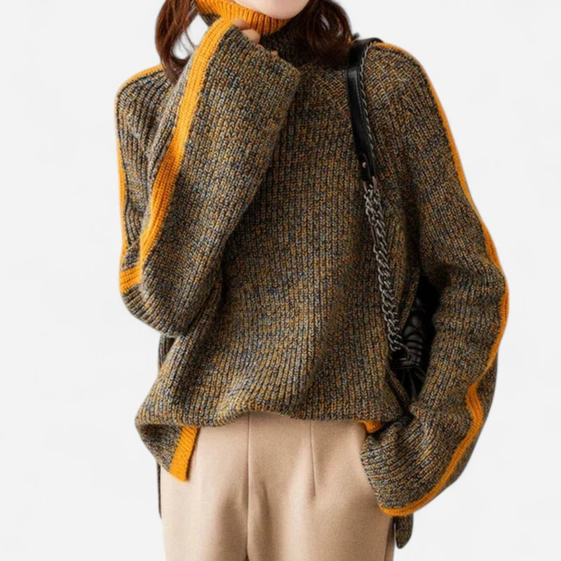 Québec Élégance Sweaters Etta - Pull en cachemire doux et chaud avec bandes colorées