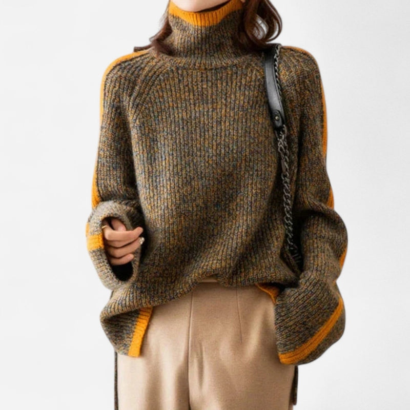 Québec Élégance Sweaters Etta - Pull en cachemire doux et chaud avec bandes colorées