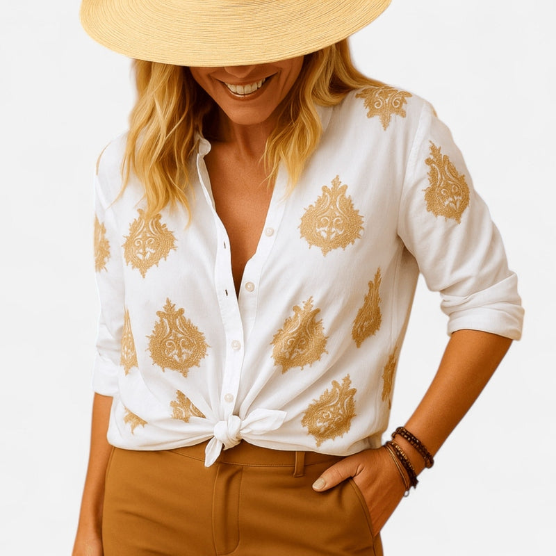 Québec Élégance Tops & Blouses Lovisa - Chemisier d'été bohème brodé pour femmes, élégant et léger