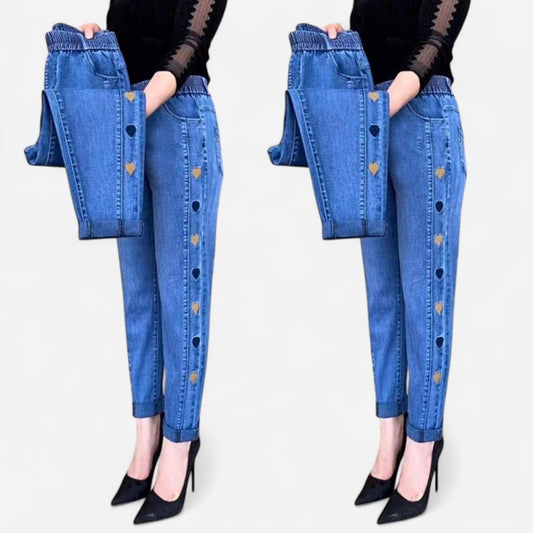 Québec Élégance Women Pants & Shorts Soraya - Jeans Élastiques Brodés pour un Confort Élégant