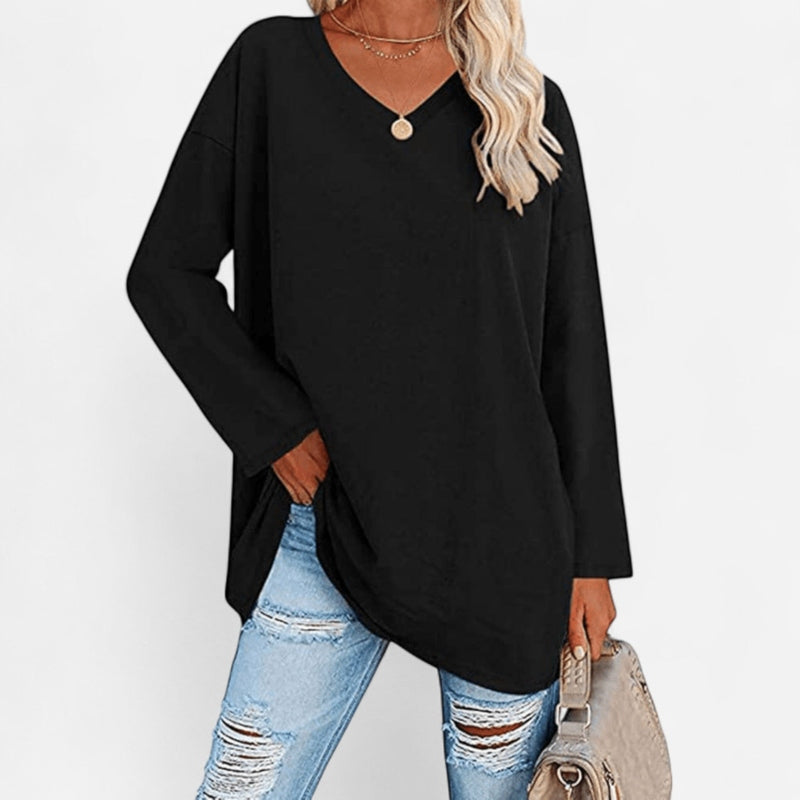 Québec Élégance Women Tops Nancy - Top en tricot à col en V pour un style élégant