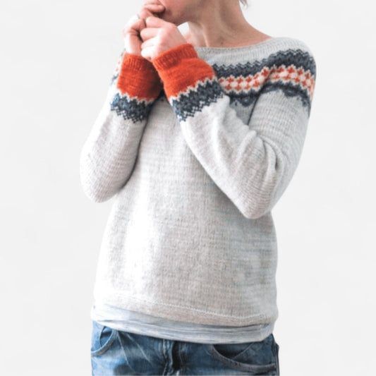 Québec Élégance sweater Carina - Pull vintage en laine ultra-douce avec col rond