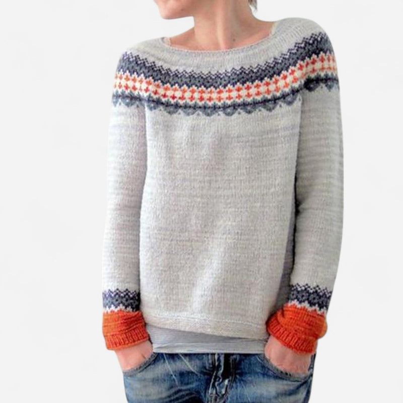 Québec Élégance sweater Carina - Pull vintage en laine ultra-douce avec col rond
