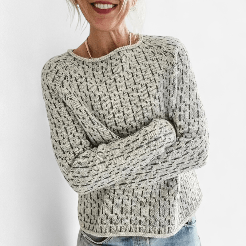 Québec Élégance sweater Vittoria - Pull gris élégant avec col bateau en laine douce