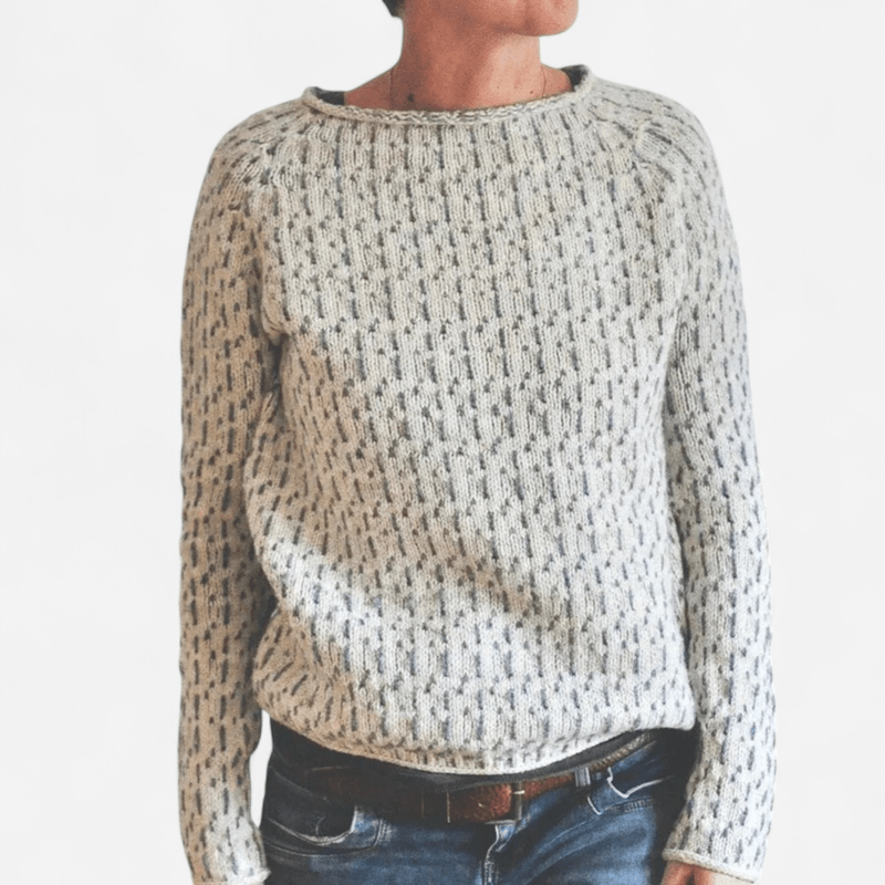 Québec Élégance sweater Vittoria - Pull gris élégant avec col bateau en laine douce
